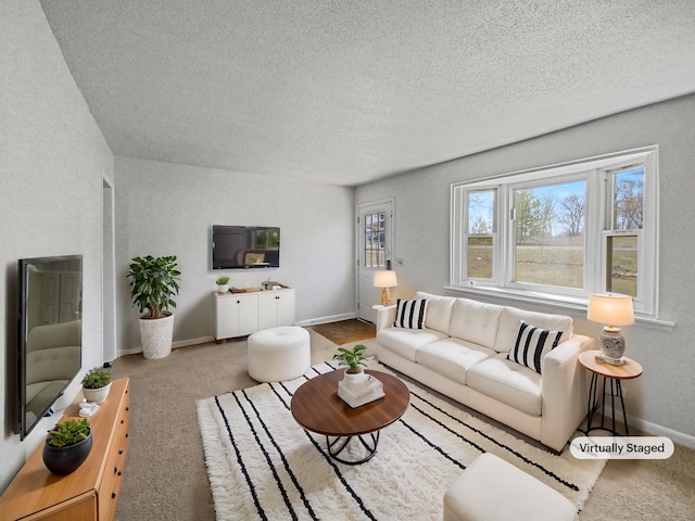 615 Lafayette Ct, Clarksville, TN 37042 - carpeted living area with baseboards and a textured ceiling