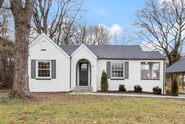 view of front facade featuring a front lawn