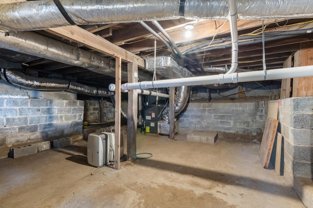 basement with heating unit