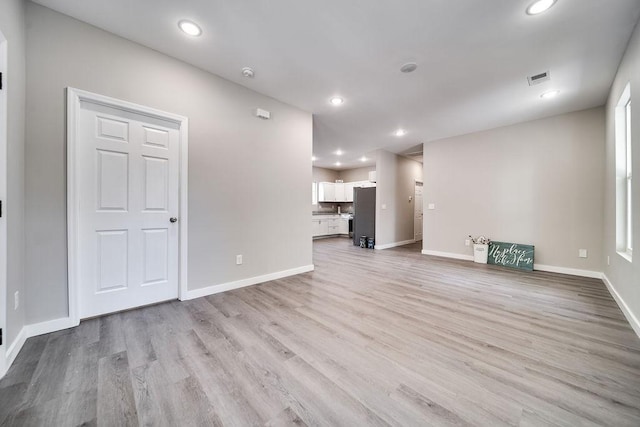 unfurnished living room featuring light hardwood / wood-style flooring