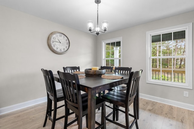 dining space featuring a healthy amount of sunlight and light hardwood / wood-style flooring