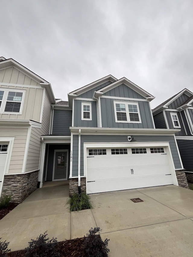 view of front of property with a garage