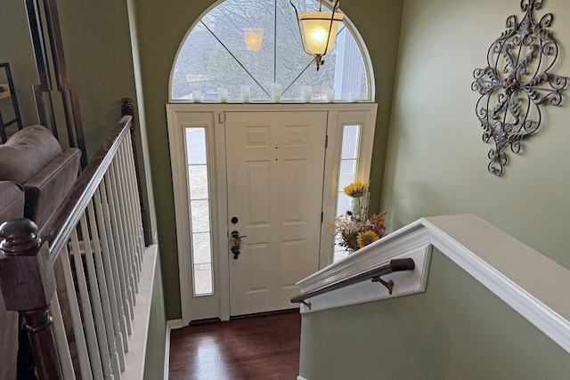 foyer with dark wood-type flooring