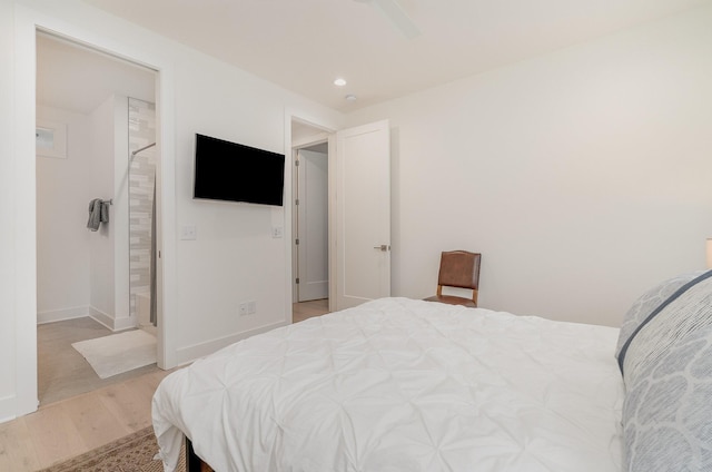 bedroom with light wood-type flooring