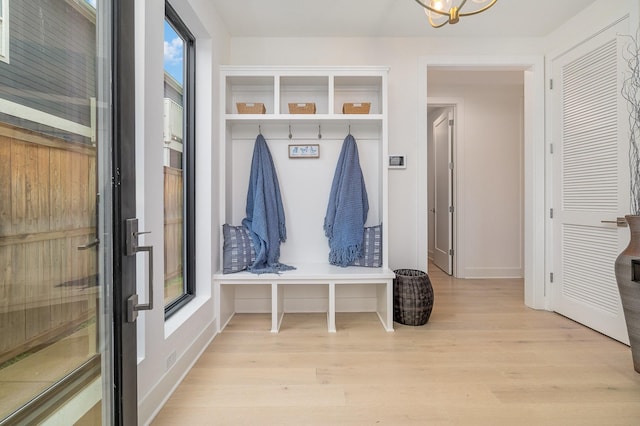 mudroom featuring light wood-type flooring