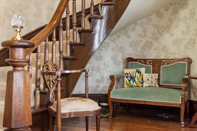 sitting room with hardwood / wood-style floors