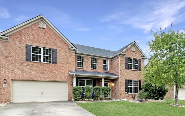 view of front of house featuring a garage and a front yard