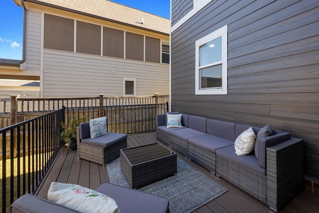 wooden terrace with outdoor lounge area