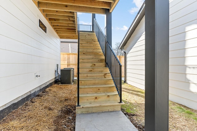 doorway to property featuring central AC