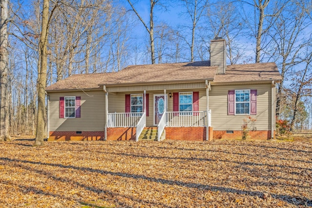 single story home featuring covered porch