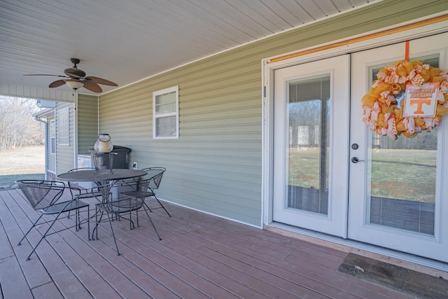 wooden terrace with ceiling fan