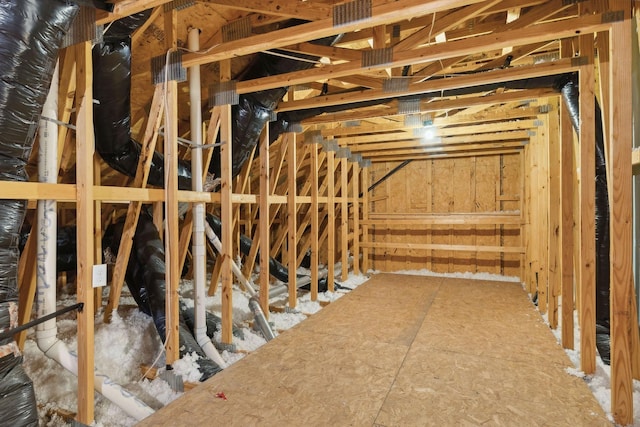 view of unfinished attic