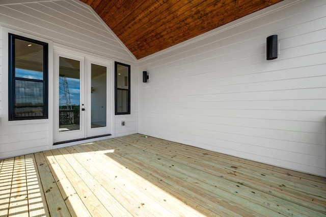 wooden deck with french doors