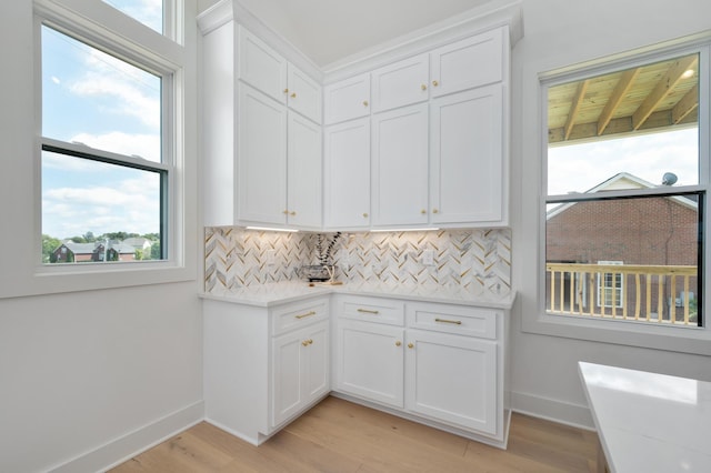 washroom featuring a wealth of natural light and light hardwood / wood-style floors