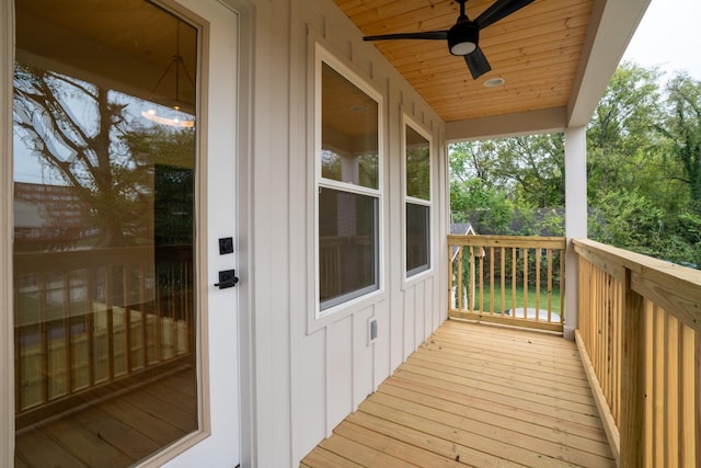 deck featuring ceiling fan