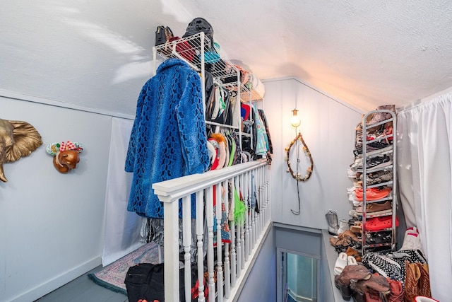 walk in closet with vaulted ceiling