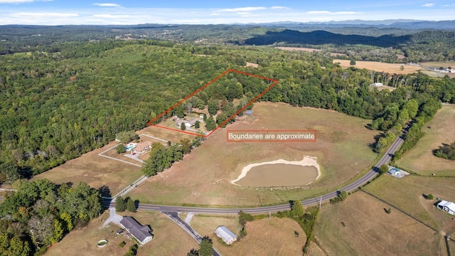 aerial view with a mountain view