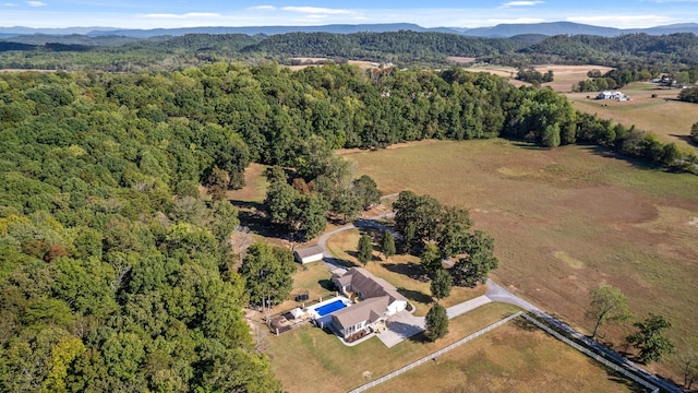 aerial view with a mountain view