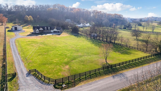 bird's eye view featuring a rural view