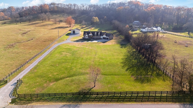 aerial view with a rural view