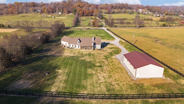 drone / aerial view featuring a rural view