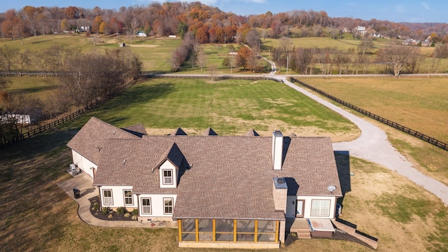 bird's eye view with a rural view