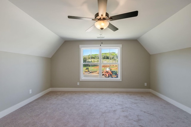 additional living space featuring baseboards, carpet, and vaulted ceiling