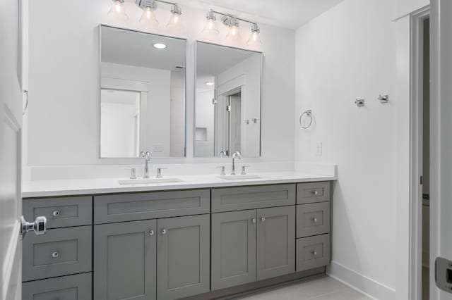 bathroom featuring vanity and tile patterned floors