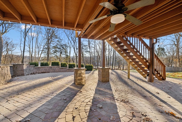 view of patio / terrace featuring ceiling fan