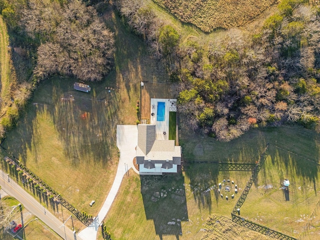 drone / aerial view with a rural view