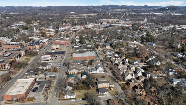 birds eye view of property featuring a mountain view