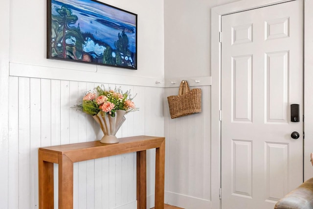 interior space with wood walls