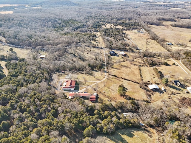 drone / aerial view with a rural view