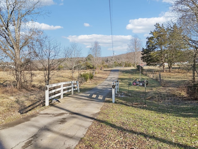 view of road featuring a rural view