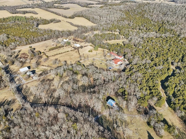 birds eye view of property featuring a rural view