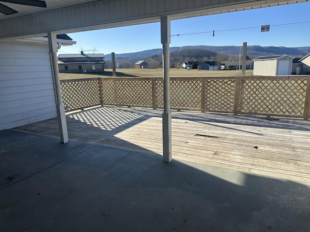 deck featuring a mountain view