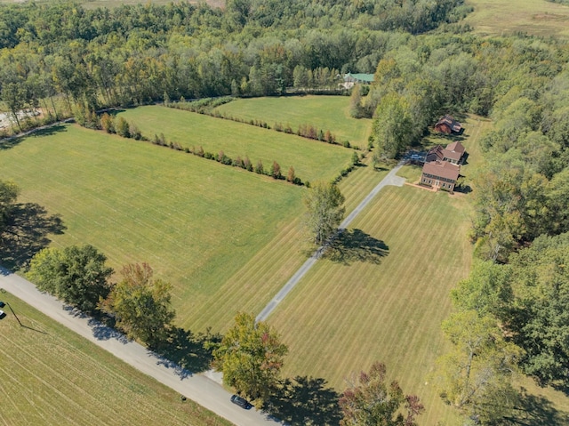 birds eye view of property featuring a rural view