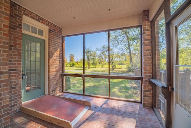 view of unfurnished sunroom