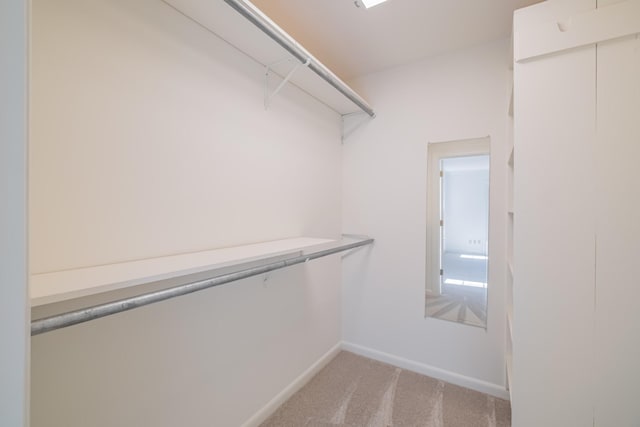 spacious closet with light carpet