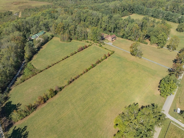 birds eye view of property with a rural view