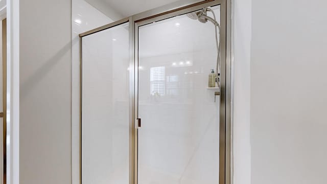 bathroom with a stall shower