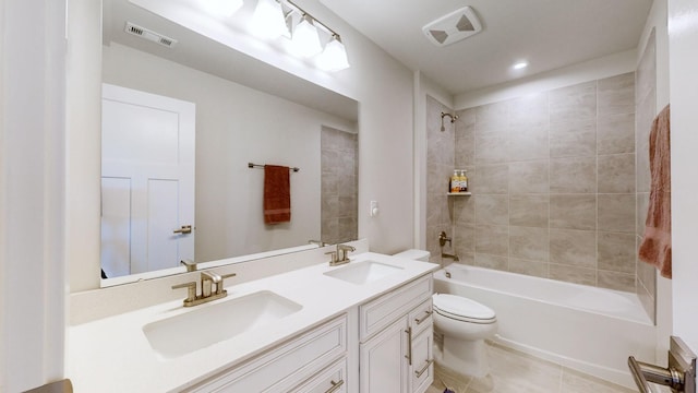 full bath featuring visible vents, a sink, and toilet