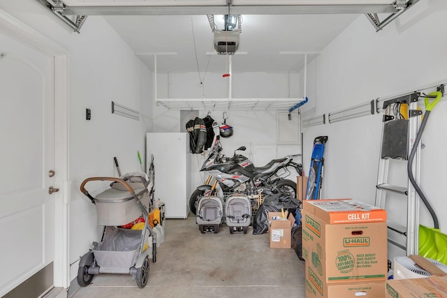 garage with a garage door opener