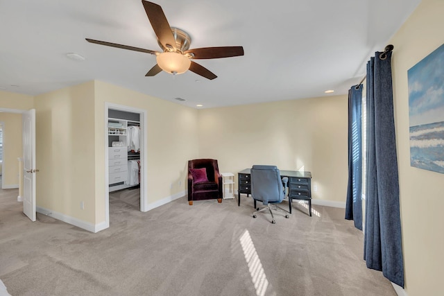 view of carpeted home office