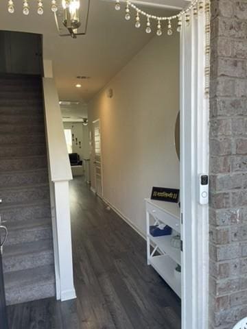 hall featuring dark hardwood / wood-style floors