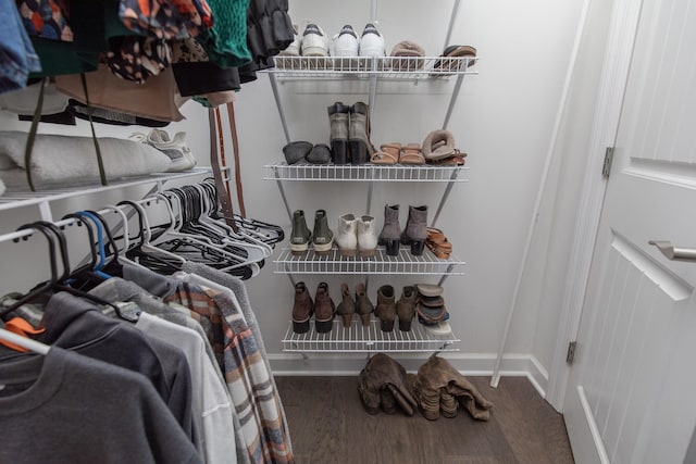 spacious closet featuring hardwood / wood-style floors