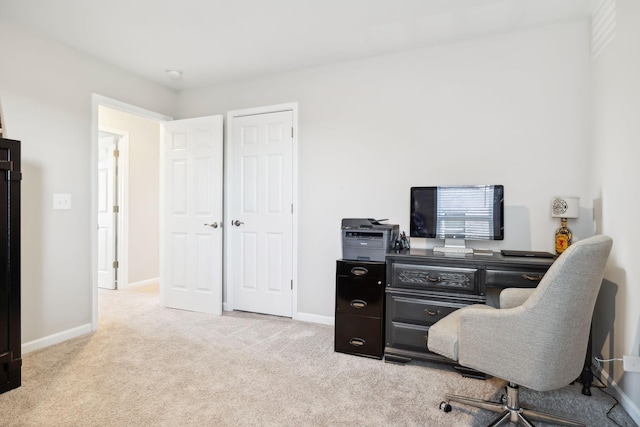 view of carpeted home office