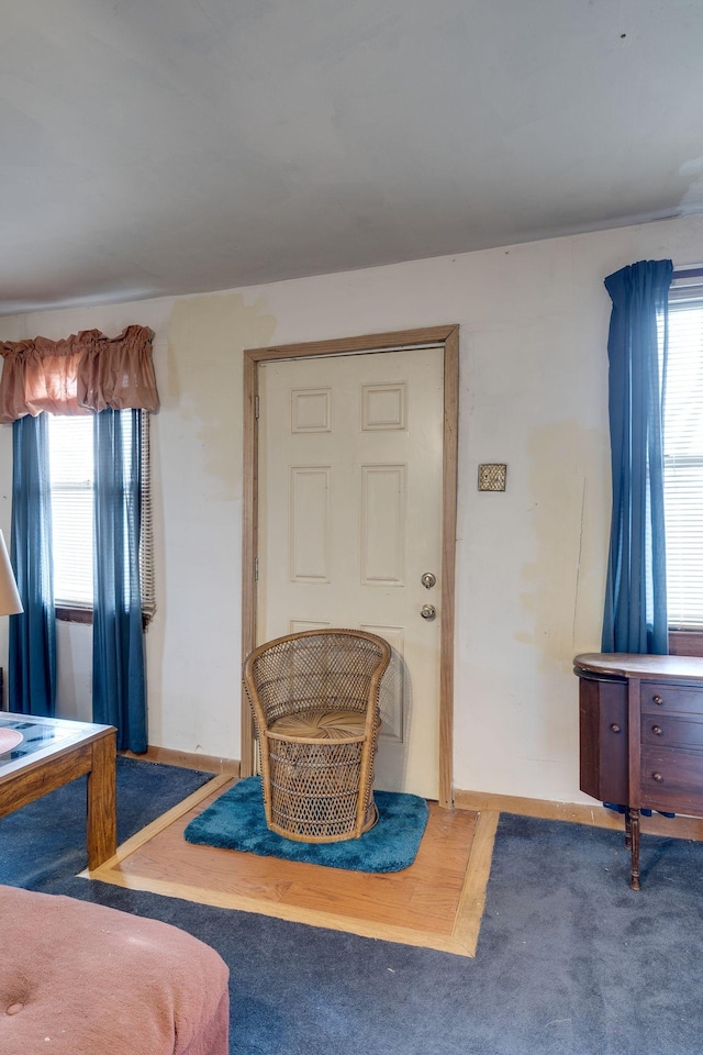 sitting room featuring carpet floors and a wealth of natural light