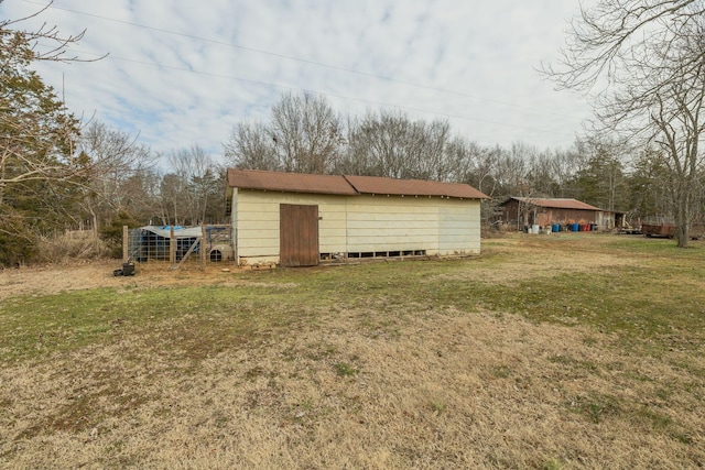 exterior space with an outbuilding