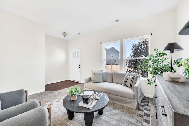 carpeted living room with a wealth of natural light